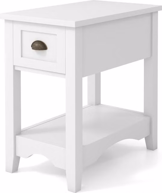 Costway Retro Rectangular Side Table and Nightstand in White