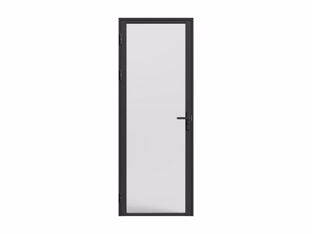 Loxton Reversible Modern Swing Block Door in Black Aluminium and Frosted Tempered Glass, H: 204 cm x W: 83 cm x D: 7.4 cm – 3