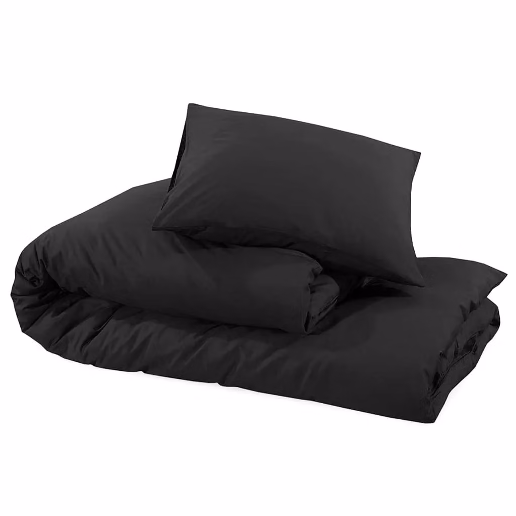 Berkfield Home Black Cotton Duvet Cover and Pillowcase Set, W: 260 cm, H: 220 cm – 3
