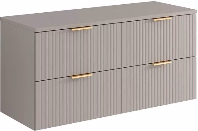 Vente-unique Zevara Striped Floating Vanity Unit with Shelf, Beige, W: 120 cm, D: 46 cm, H: 57 cm