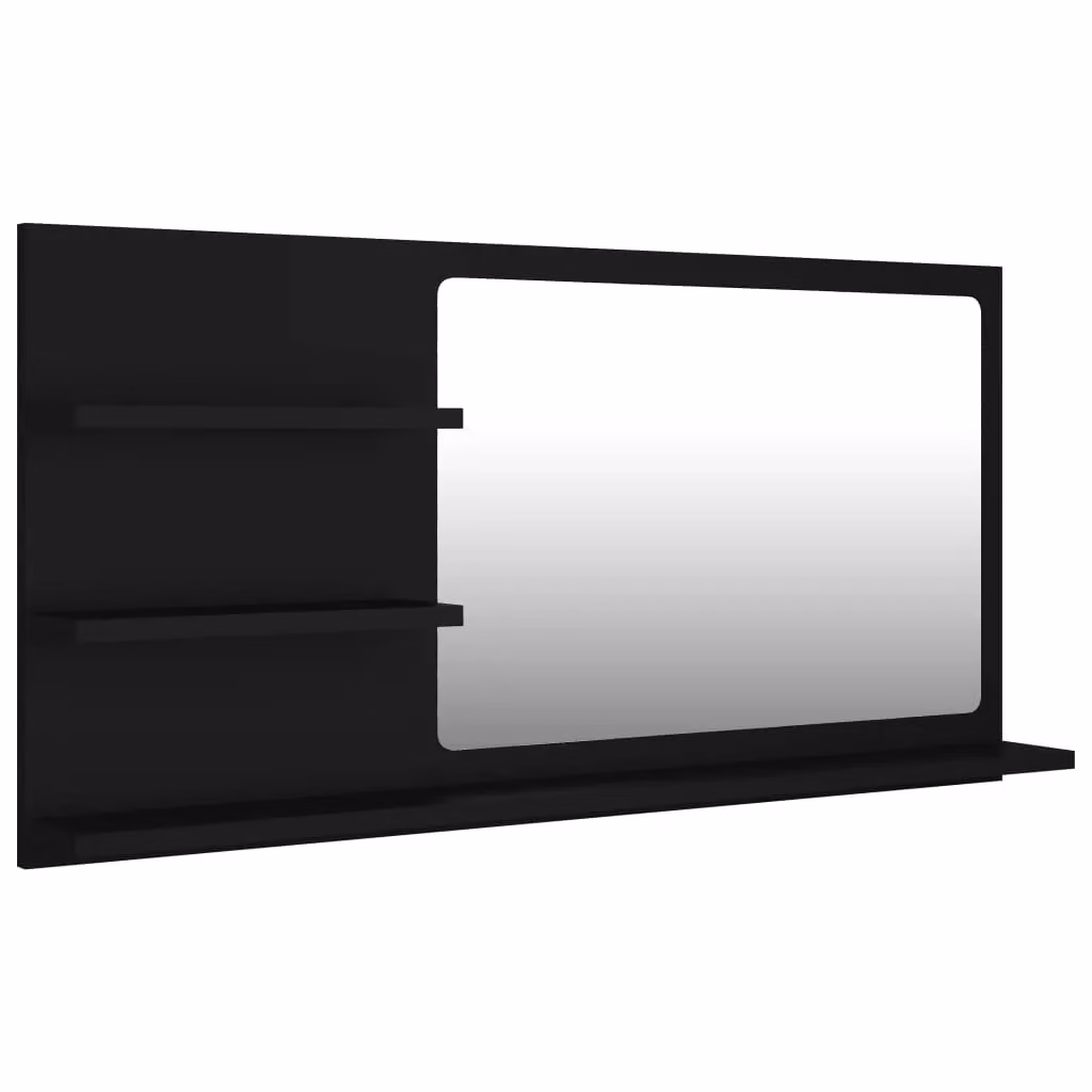 Berkfield Home Modern Black Bathroom Mirror W/D/H: 90 x 10.5 x 45 cm – 2
