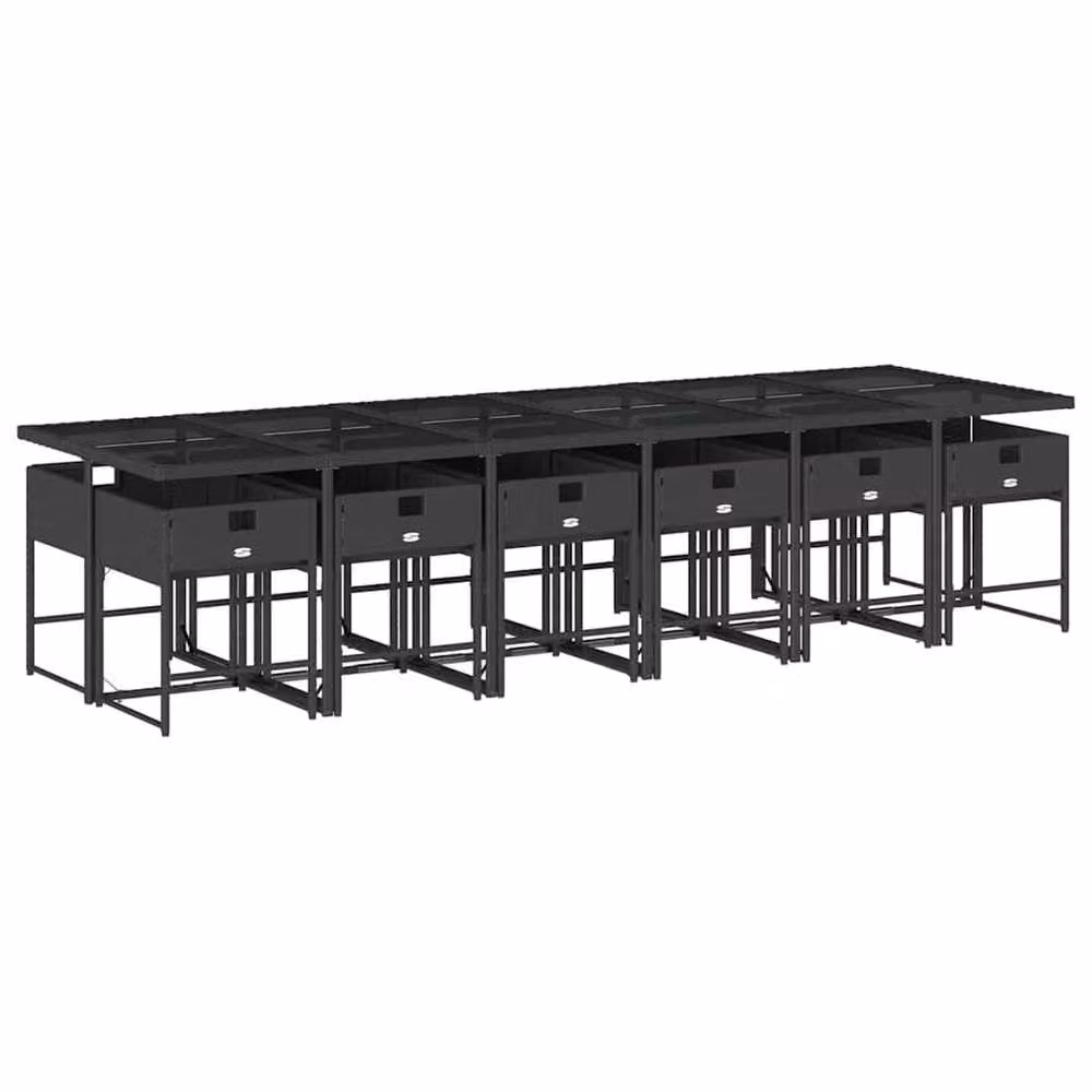 Berkfield Home 13-Piece Black PE Rattan Garden Dining Set for 12 People – 3