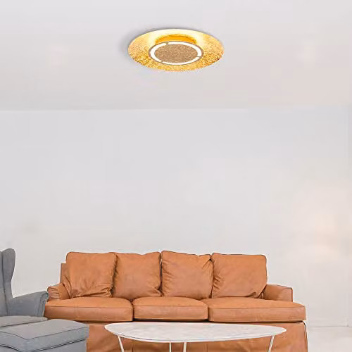 Netlighting Tabea Semi Flush Ceiling Light Gold and White LED 3000K Warm White – 2