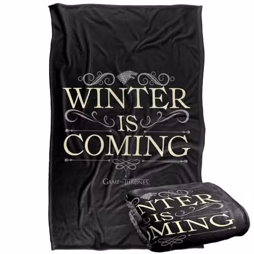 LOGOVISION Game of Thrones Winter Is Coming Scroll Super Soft Fleece Throw Blanket, Multicolour, W: 91 cm x D: 147 cm