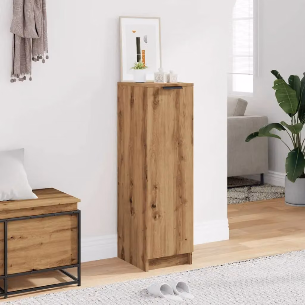 Berkfield Home Artisan Oak Shoe Cabinet in Brown, W/D/H: 29.5 x 35 x 100.5 cm – 3