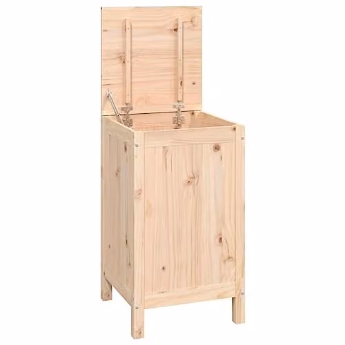vidaXL Laundry Box in Natural Brown Solid Wood, W/D/H: 44 x 44 x 76 cm – 1