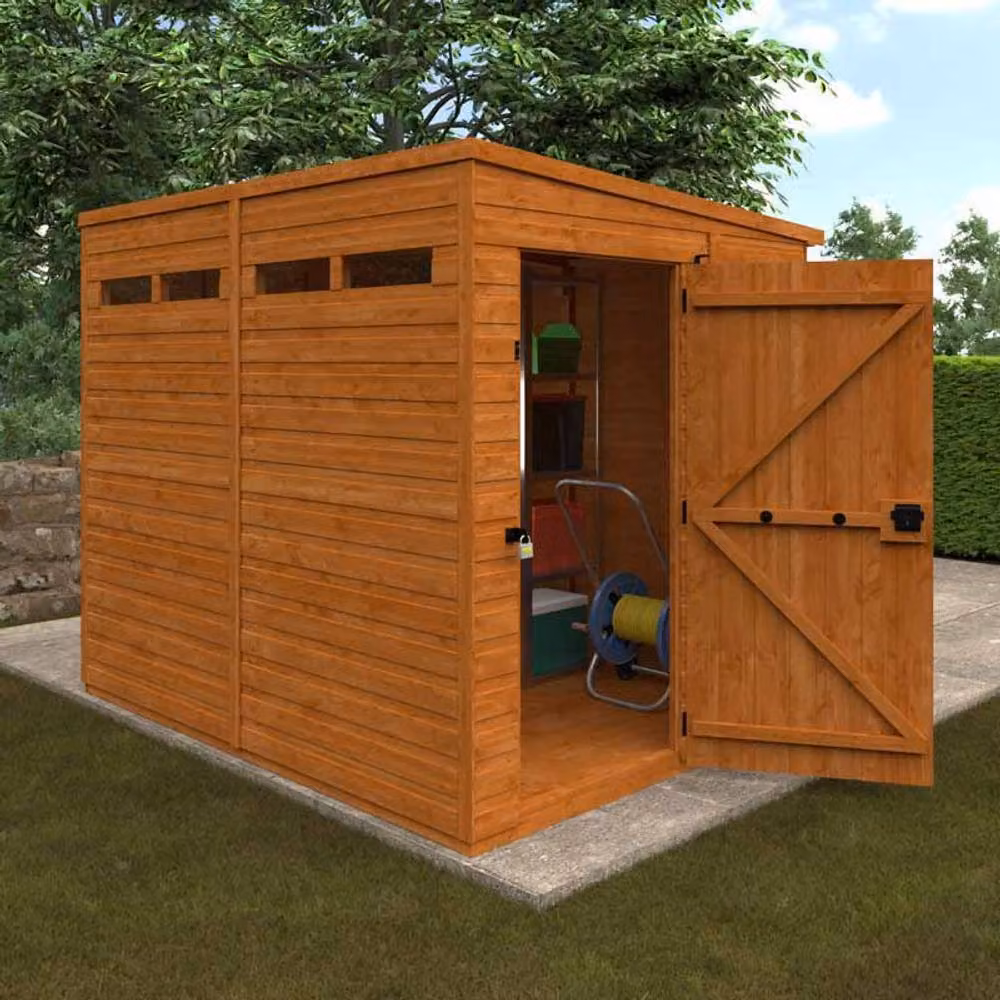 Buttercup Farm 8x6 Flex Pent Security Wooden Garden Shed in Burnt Orange, W175 x D238.8 x H203 cm – 2