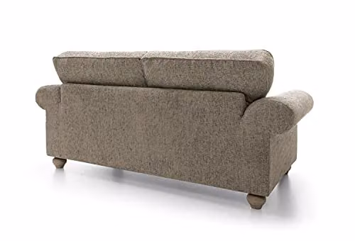 Abakus Direct Ingrid 2 Seater Cuddle Sofa in Taupe with Braided Chenille Fabric, W/D/H: 145 x 95 x 90 cm – 3