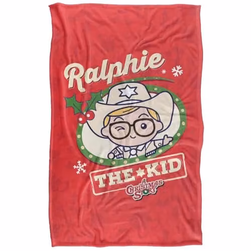 LOGOVISION A Christmas Story Ralphie The Kid Super Soft Red Fleece Throw Blanket W/D/H: 91 x 147 cm – 1