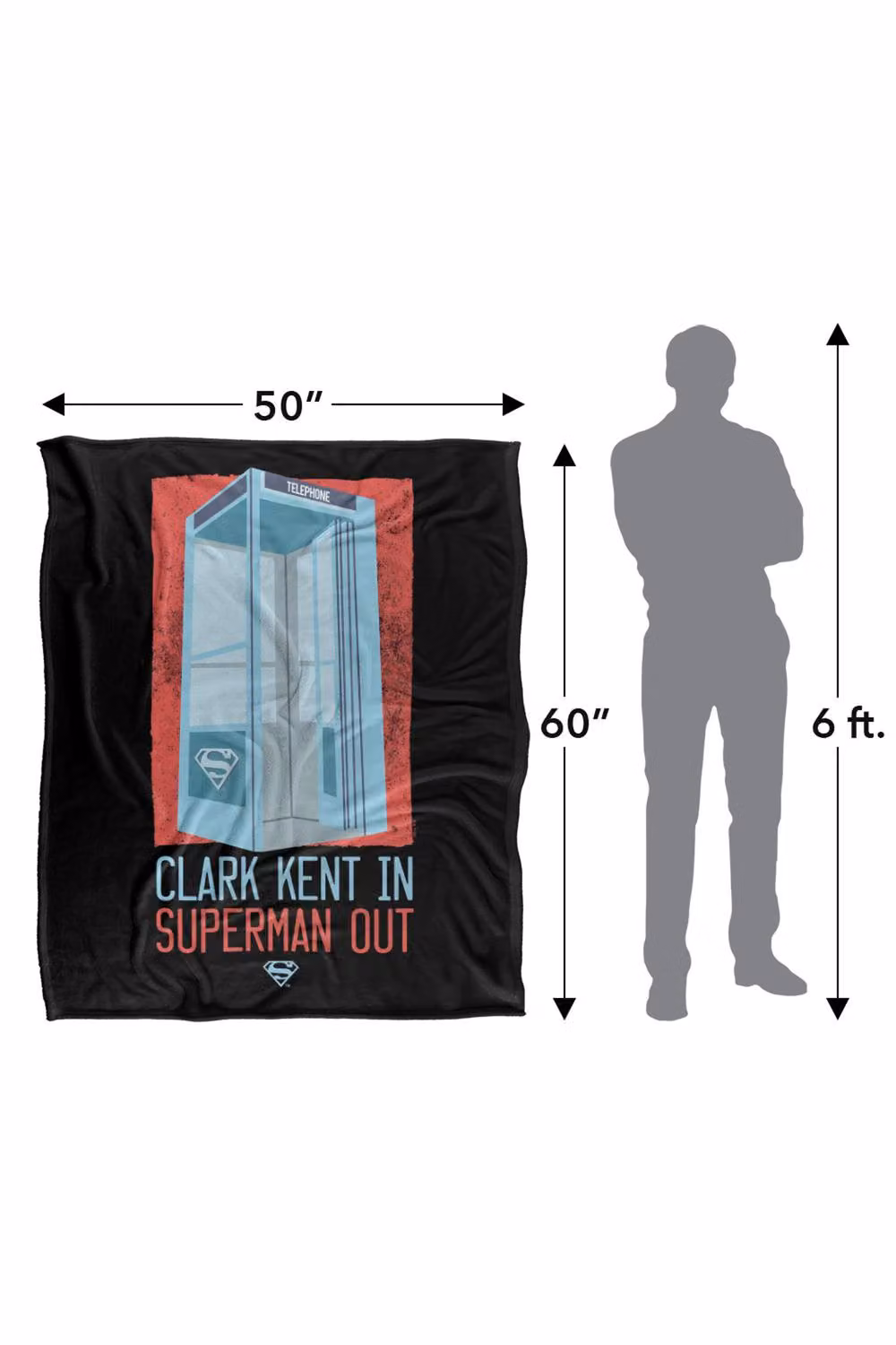 Warner Bros. Superman Phonebooth Clark Kent Silky Touch Super Soft Fleece Throw Blanket, Multicolour, W: 91 cm, D: 147 cm – 8