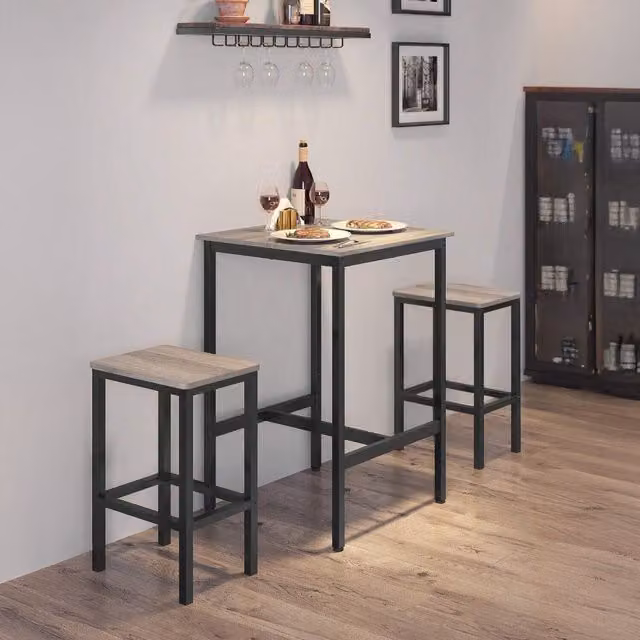 VASAGLE High Square Bar Table in Brown and Black, W/D/H: 60 x 60 x 92 cm