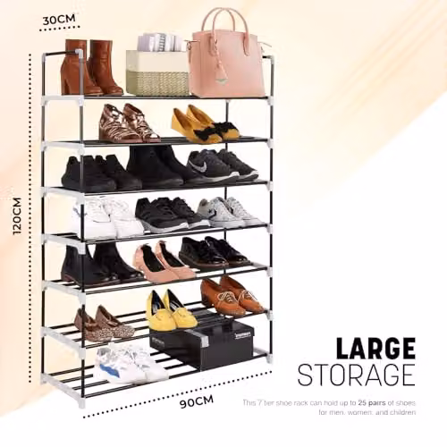 MantrRaj 7 Tier Metal Shoe Rack, Black – 3