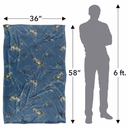 JQ Licensing Action Bass Fishing Pattern 2 Silky Touch Super Soft Fleece Throw Blanket, Multicolour, W: 91 cm, D: 147 cm – 4