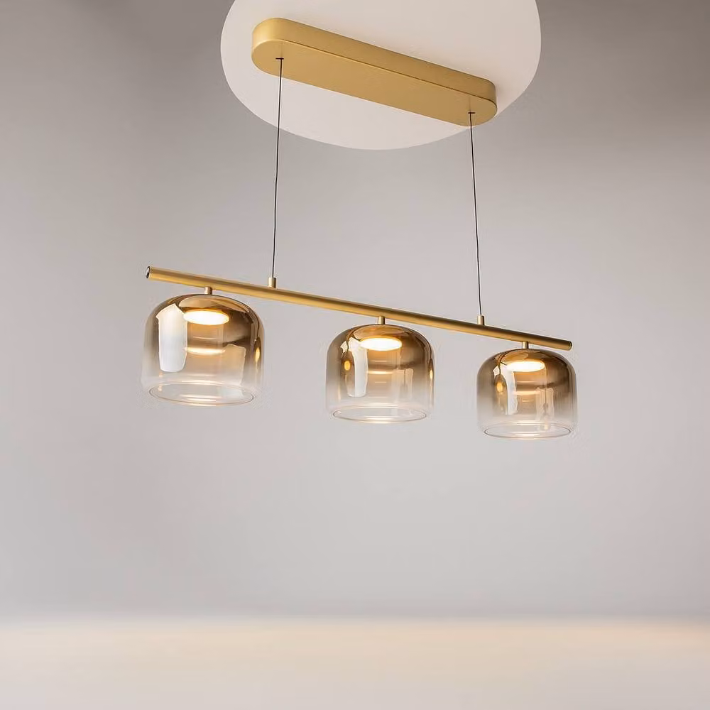 Netlighting Spirito LED Bar Pendant Ceiling Light in Gold/Brass, Dimmable, Warm White 3000K – 3