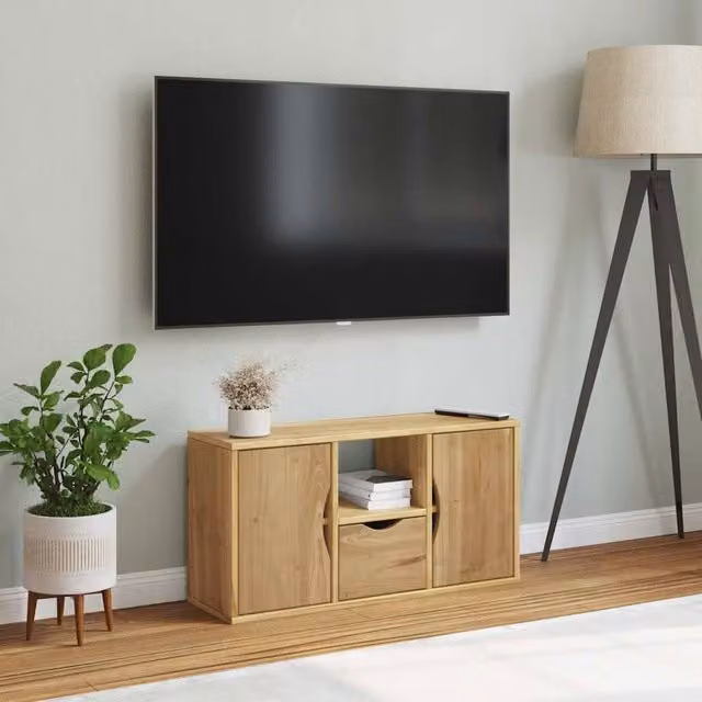 Berkfield Home ODDA TV Cabinet in Brown Solid Pine Wood, W/D/H: 79 x 24 x 40 cm – 1