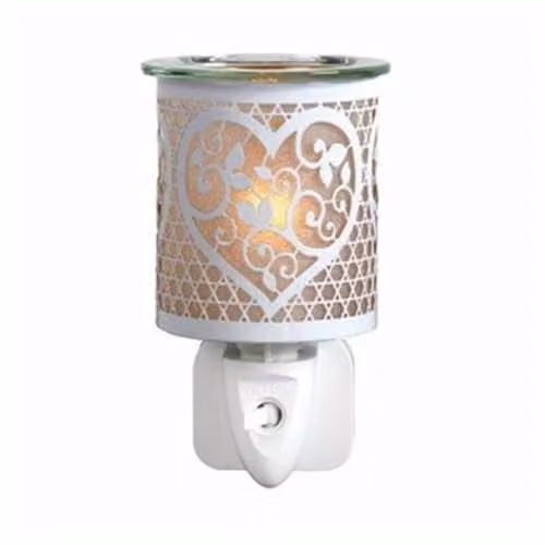 Aroma White and Gold Heart Plug In Wax Melt Warmer
