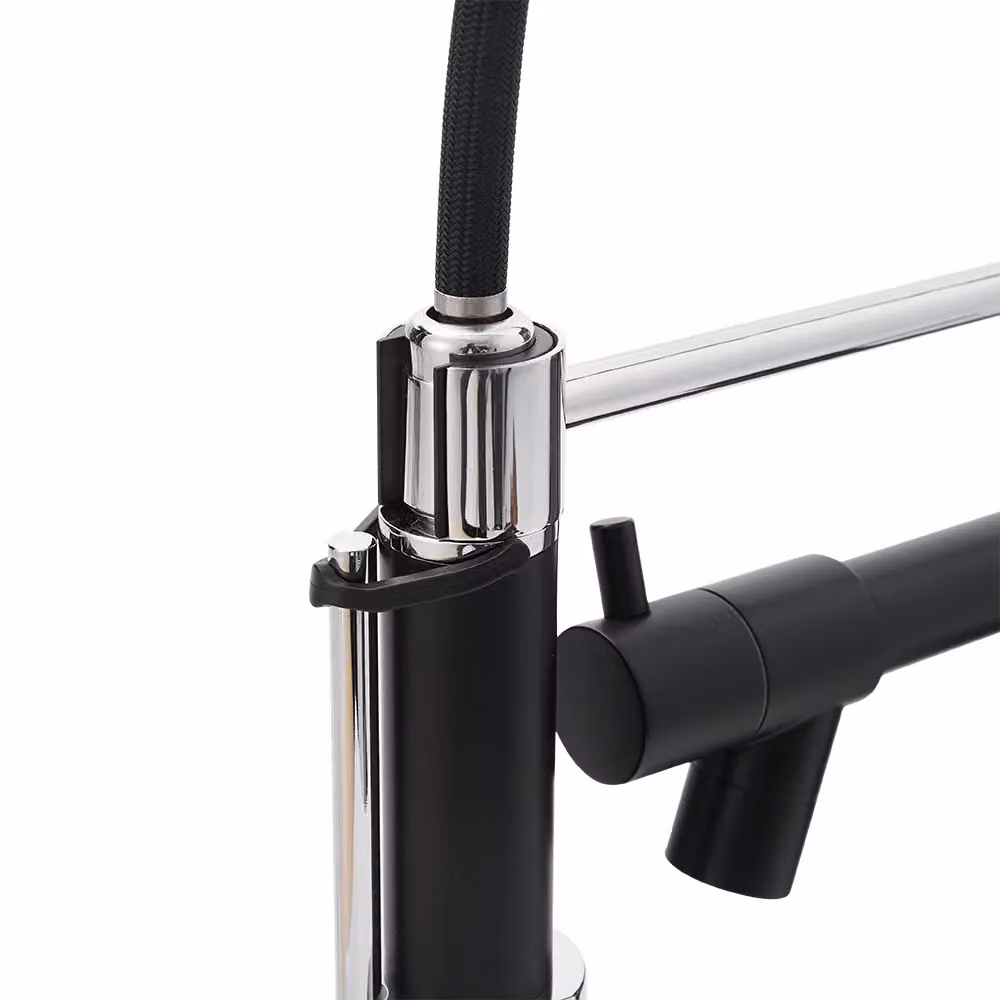 Living and Home Stainless Steel Kitchen Faucet with Pull Down Spring Spout and Pot Filler in Matt Black – 3