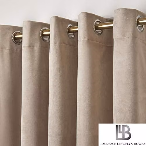 Laurence Llewelyn-Bowen J Rosenthal & Son Brown and Beige Velvet Blackout Eyelet Curtains, W: 229 cm, H: 229 cm – 3