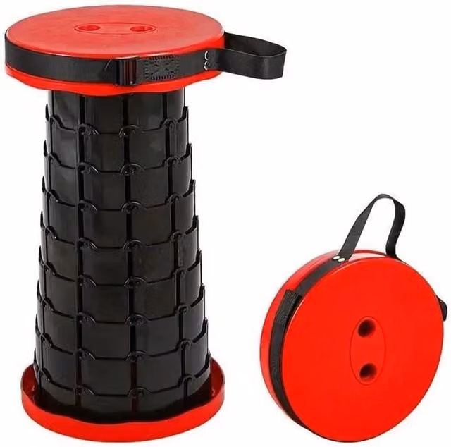 VOGREX Red Portable Folding Camping Stool, Collapsible Telescoping Outdoor Stool