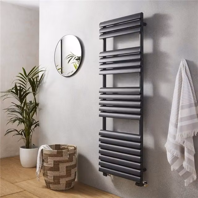 Clifton Vertical Bathroom Towel Radiator in Black, H x W: 85 x 50 cm – 1