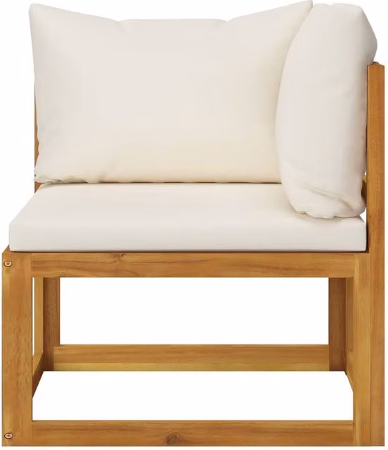 Berkfield Home Beautiful 2-Seater Acacia Wood Garden Bench in Brown with Cream White Cushions