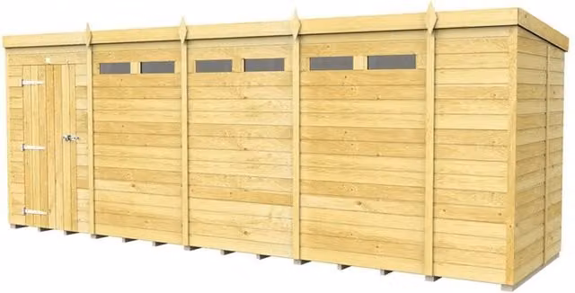 Buttercup Farm Brown Pent Security Wood Shed with Single Door, L147 x W533 x H201 cm – 1
