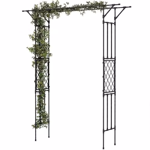 Outsunny Black Metal Garden Arch Arbour for Climbing Plants, W/D/H: 180 x 40 x 215 cm – 1