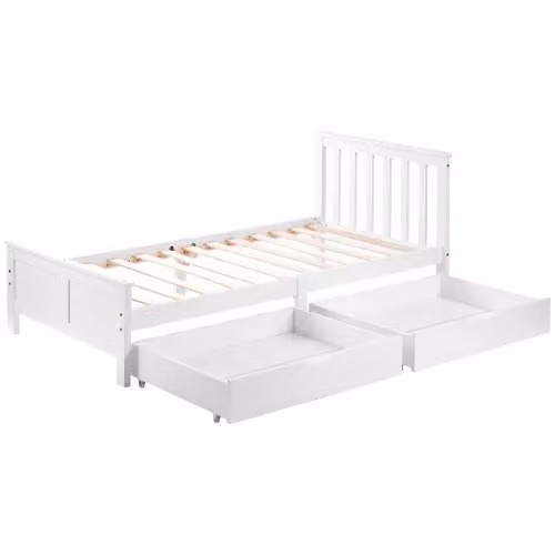 Strictly Beds Matteo White Solid Pine Storage Bed with Drawers, Single W/D/H: 90 x 190 cm – 2