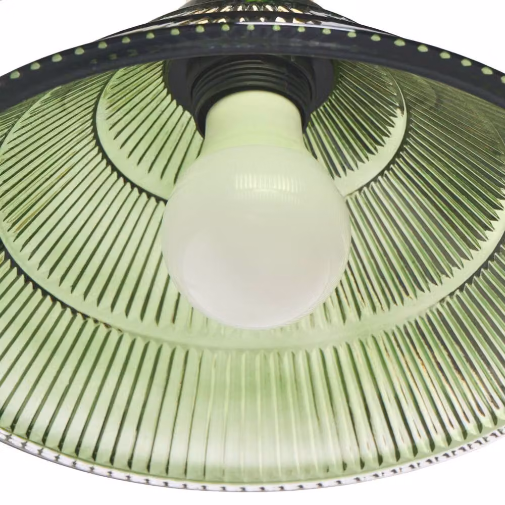 Wyld and Coco Set of 2 Vintage Wall Lamps with Gold Metal Bases and Green Glass Shades – 4