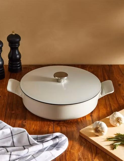M&S Cast Aluminium 4.5L Casserole Dish in White