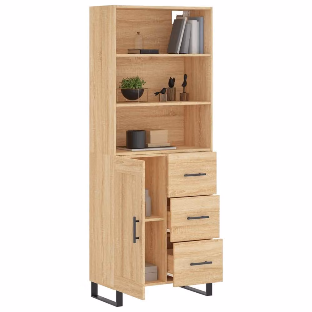 Berkfield Home Sonoma Oak Highboard in Light Brown, W/D/H: 69.5 x 34 x 180 cm – 2