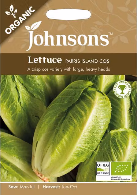Johnsons Organic Parris Island Cos Lettuce Vegetable Seeds, Green