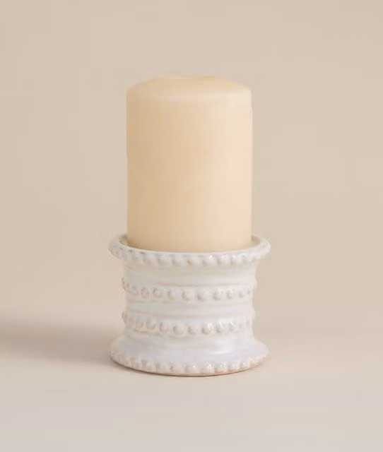 M&S White Ceramic Bobble Pillar Candle Holder