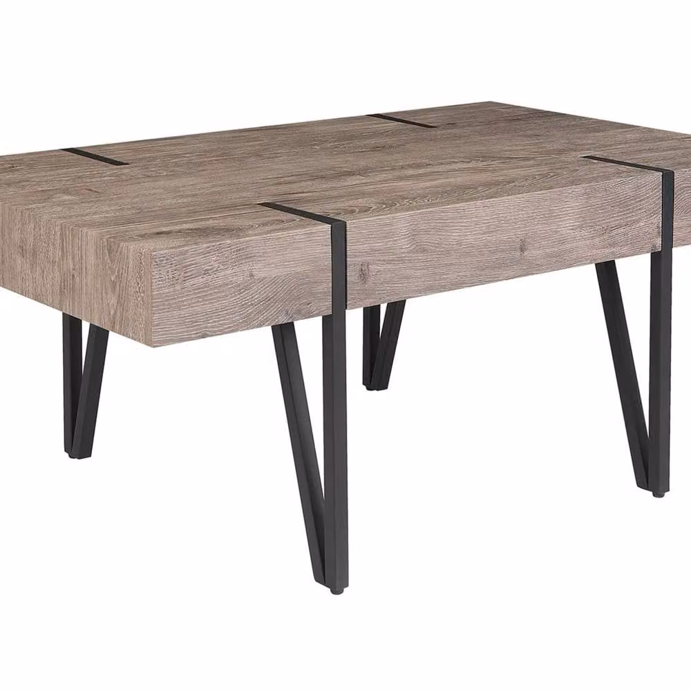 Wyld and Coco Dark Brown Industrial Coffee Table with MDF Wood Top and Metal Hairpin Legs W/D: 100 x 60 cm, H: 43 cm – 2