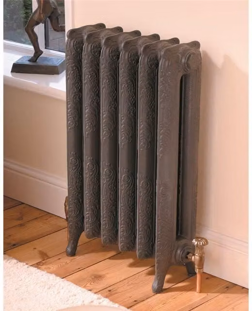 Clifton Cast Iron Horizontal Radiator in Anthracite, H 95.4 cm x W 45.6 cm