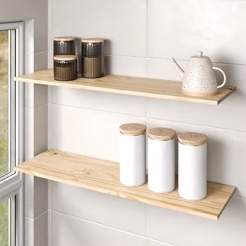Core Products Unfinished Solid Pine Shelf Board, Beige, W: 80 cm, D: 30 cm, H: 2 cm