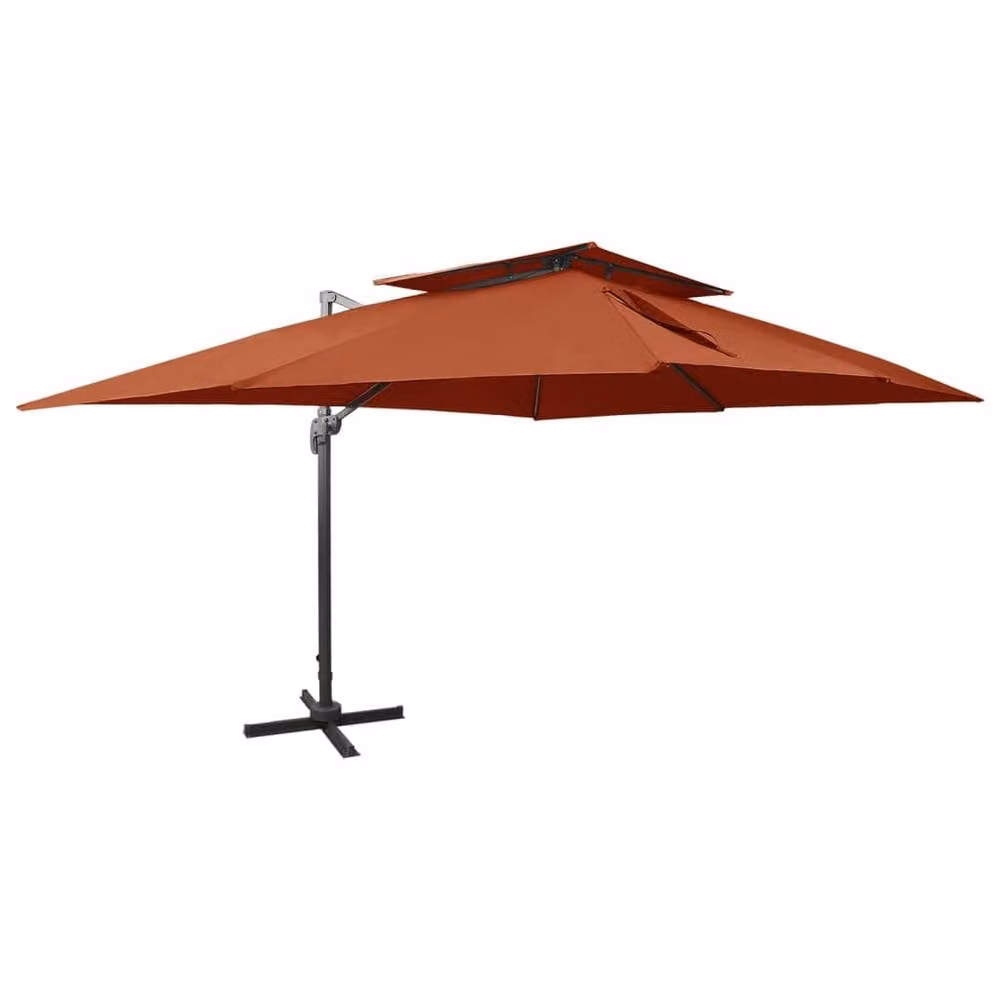 Berkfield Home Cantilever Garden Parasol with Double Top in Terracotta, W: 400 cm, D: 300 cm, H: 274 cm – 2