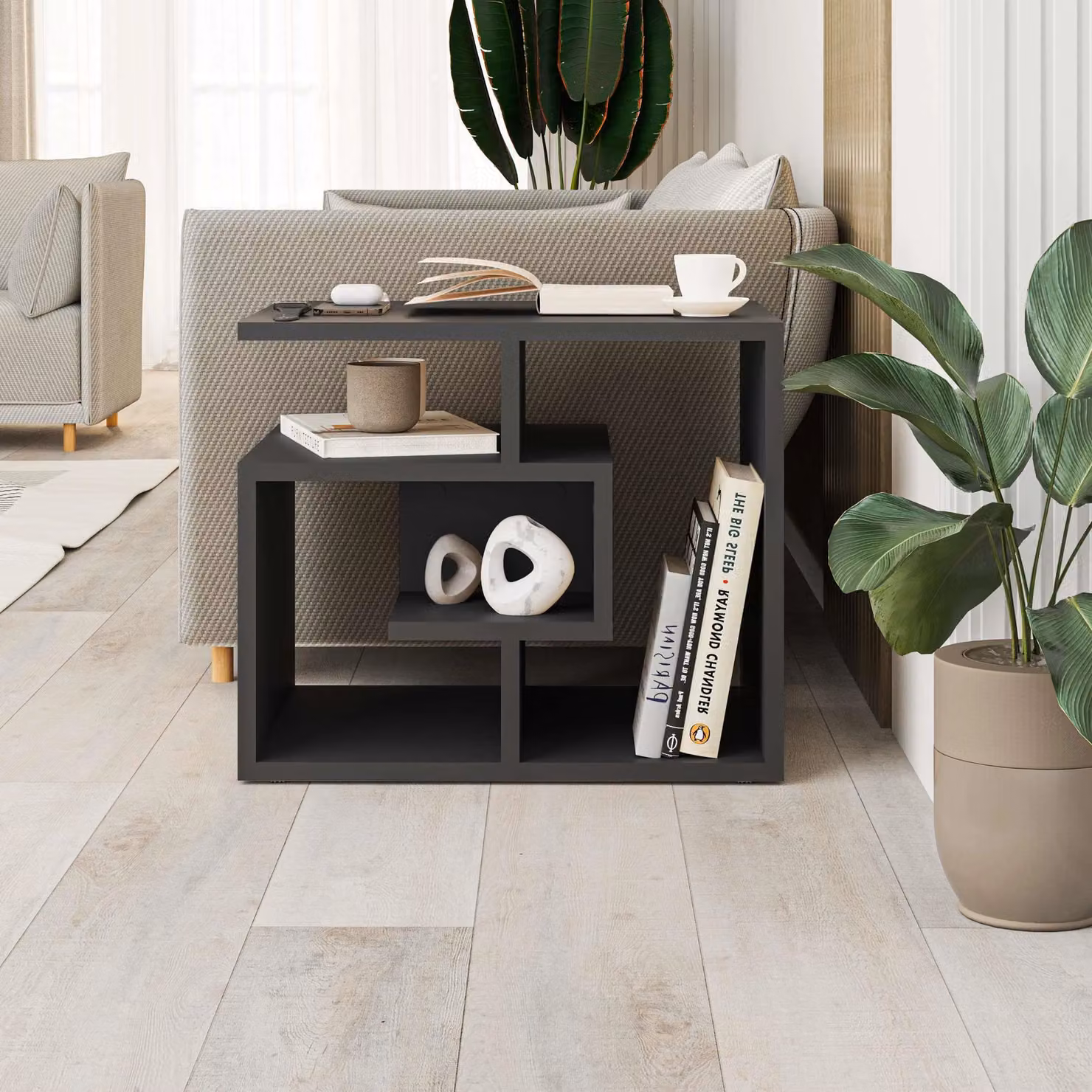 Decortie Labirent Modern Square Coffee Table in Dark Grey W/D/H: 45 x 45 x 45 cm – 2
