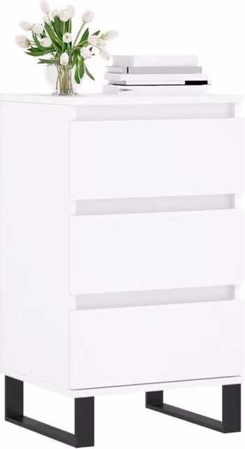 Berkfield Home White Modern Sideboard in Matt MDF and Metal, W/D/H: 40 x 35 x 70 cm