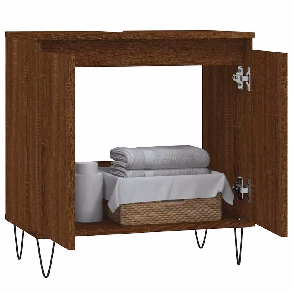 Berkfield Home Brown Oak Bathroom Cabinet W: 58 cm, D: 33 cm, H: 60 cm – 2