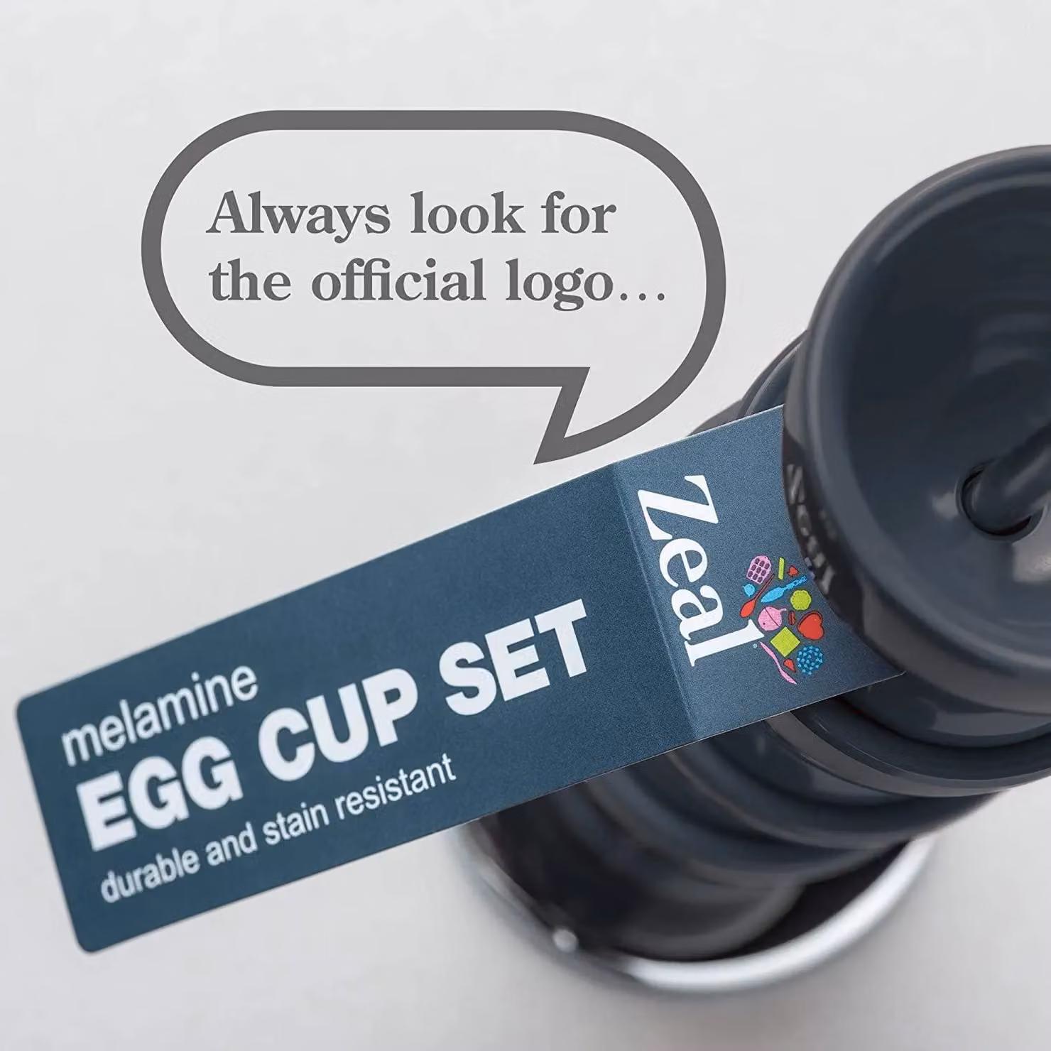 Zeal Stack and Store Egg Cup Set of 4 in Dark Grey with Chrome Stand – 5