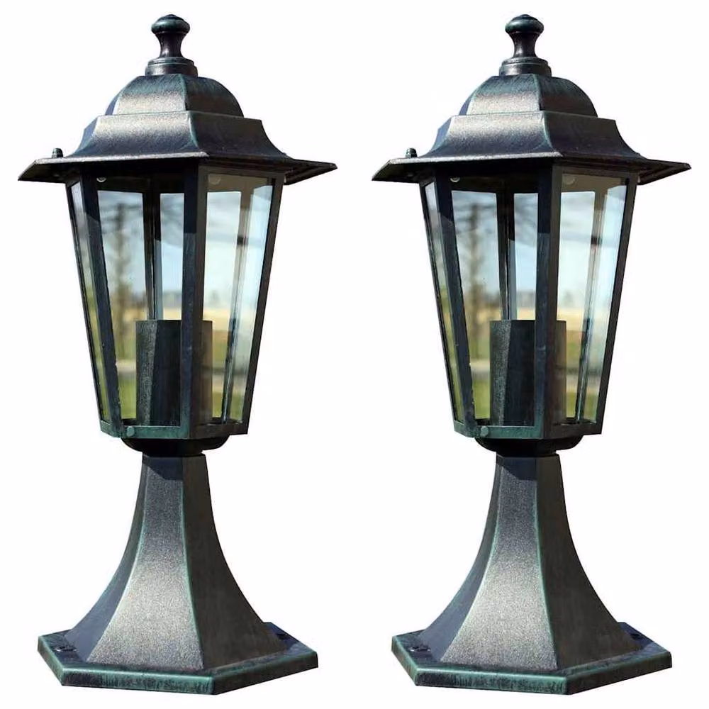Berkfield Garden Lantern Set of 2 in Green and Black Aluminium – 2