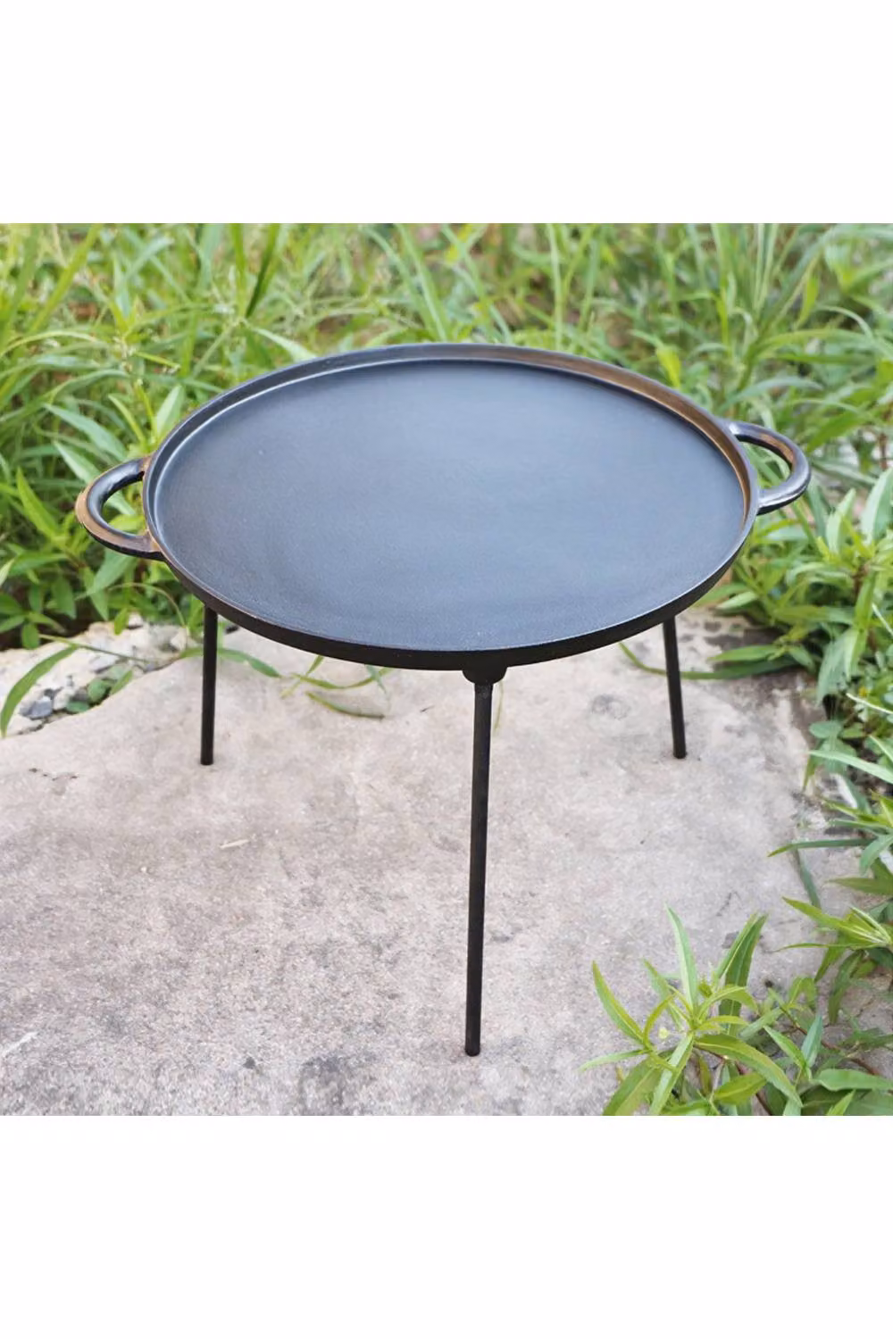 Living and Home Cast Iron Camping BBQ Grill Pan with Removable Legs, Black – 2