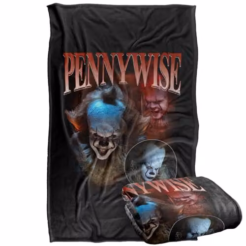 LOGOVISION It 2017 Pennywise Bootleg Super Soft Silky Touch Fleece Throw Blanket, Multicolour, W: 91.44 cm, L: 147 cm – 1