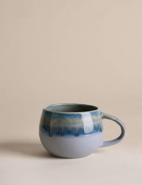M&S Blue Reactive Glaze Stoneware Hug Mug