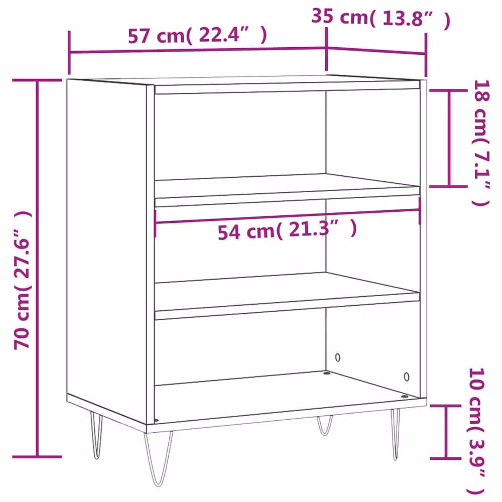 Berkfield Home Black Matt Sideboard, W/D/H: 57 x 35 x 70 cm – 5