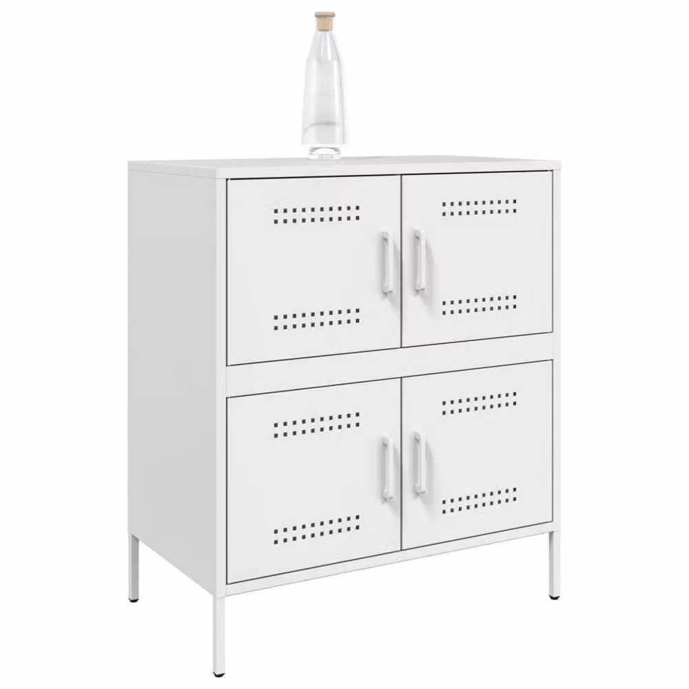 Berkfield Home White Matt Metal Sideboard W: 68 cm, D: 39 cm, H: 79 cm – 2