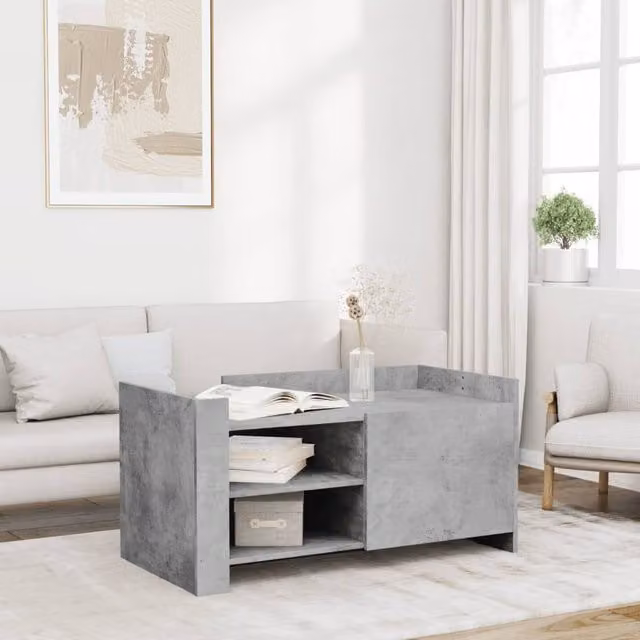 Berkfield Home Concrete Grey Industrial Coffee Table, W/D/H: 100 x 50 x 50 cm – 1