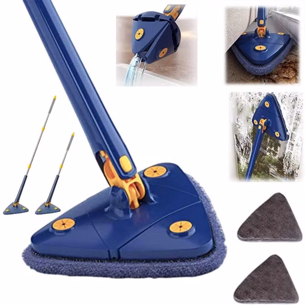 NESTLUNE 360 Degree Rotatable Triangular Microfibre Cleaning Mop in Blue, H: 100 cm, W: 15 cm – 2