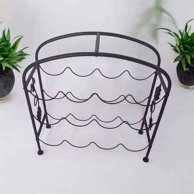 Minster 12 Bottle Wine Holder in Black Cast Iron, W/D/H: 40 x 15 x 40 cm